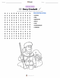 Vista previa de la hoja de trabajo imprimible de Davy Crockett