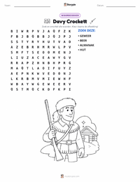 Davy Crockett afdrukbare werkblad voorbeeld