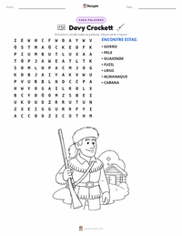 Prévia da folha de atividades imprimível Davy Crockett