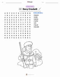 Davy Crockett yazdırılabilir çalışma sayfası önizlemesi