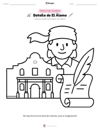 Página para colorear de Batalla de El Álamo para niños