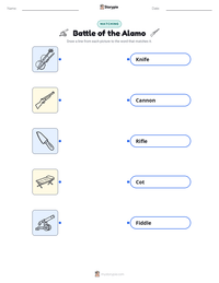 Battle of the Alamo printable worksheet for kids