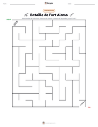 Aperçu de la feuille de travail imprimable Bataille de Fort Alamo