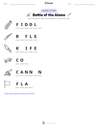 Battle of the Alamo printable worksheet preview