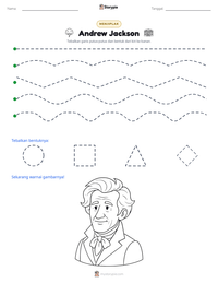 Prabaca lembar kerja cetak Andrew Jackson