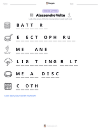 Alessandro Volta printable worksheet preview