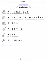 Aperçu de la feuille de travail imprimable Aspirateur