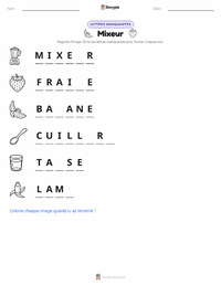 Aperçu de la feuille de travail imprimable Mixeur