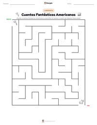 Vista previa de la hoja de trabajo imprimible de Cuentos Fantásticos Americanos