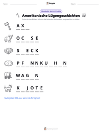 Amerikanische Lügengeschichten druckbare Arbeitsblatt Vorschau