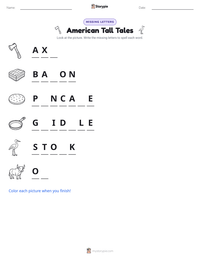 American Tall Tales printable worksheet preview