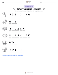 Podgląd drukowalnego arkusza ćwiczeń Amerykańskie legendy