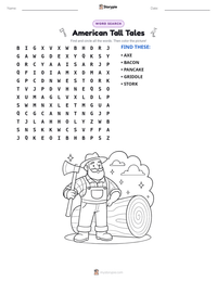 American Tall Tales printable worksheet preview