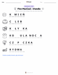 Podgląd drukowalnego arkusza ćwiczeń Finn MacCool