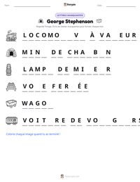 Aperçu de la feuille de travail imprimable George Stephenson