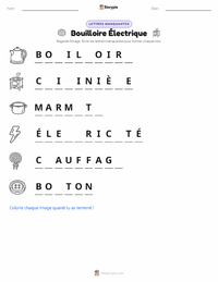 Aperçu de la feuille de travail imprimable Bouilloire Électrique