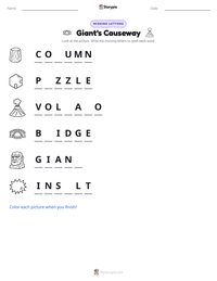 Giant's Causeway printable worksheet preview