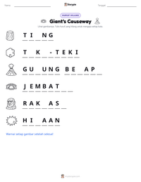 Prabaca lembar kerja cetak Giant's Causeway