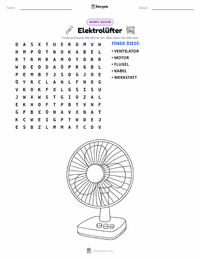Elektrischer Ventilator druckbare Arbeitsblatt Vorschau
