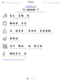 Podgląd drukowalnego arkusza ćwiczeń Głośnik