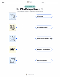 Drukowalny arkusz ćwiczeń Film fotograficzny dla dzieci