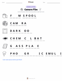 Camera Film printable worksheet preview