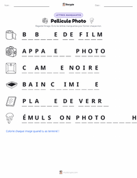 Aperçu de la feuille de travail imprimable Pellicule photographique