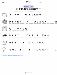 Podgląd drukowalnego arkusza ćwiczeń Film fotograficzny