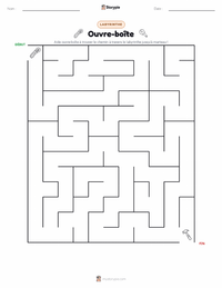Aperçu de la feuille de travail imprimable Ouvre-boîte