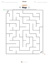 Vista previa de la hoja de trabajo imprimible de Riego