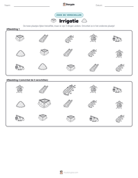 Irrigatie afdrukbare werkblad voorbeeld