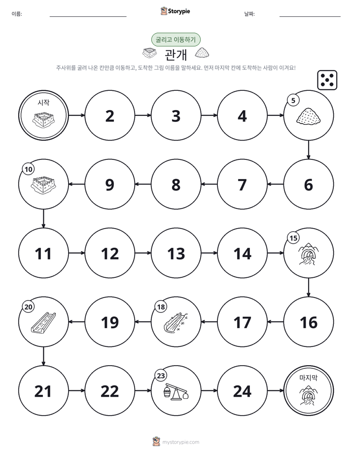 주사위 굴리고 이동하기 게임