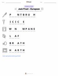 Jack Frost - European printable worksheet preview