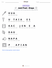 Prabaca lembar kerja cetak Jack Frost - Eropa