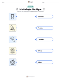 Aperçu de la feuille de travail imprimable Mythologie Nordique