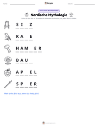 Nordische Mythologie druckbare Arbeitsblatt Vorschau