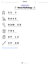 Norse Mythology printable worksheet preview