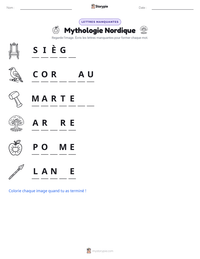 Aperçu de la feuille de travail imprimable Mythologie Nordique