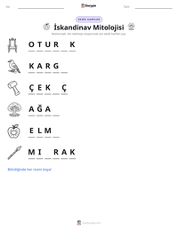 İskandinav Mitolojisi yazdırılabilir çalışma sayfası önizlemesi