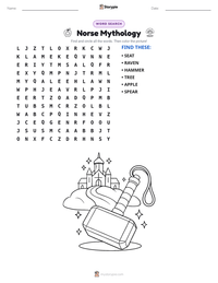Norse Mythology printable worksheet preview