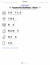 Koschei the Deathless - Slavic printable worksheet preview