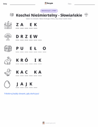 Podgląd drukowalnego arkusza ćwiczeń Kościej Nieśmiertelny - Słowiański