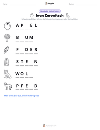 Iwan Zarewitsch druckbare Arbeitsblatt Vorschau