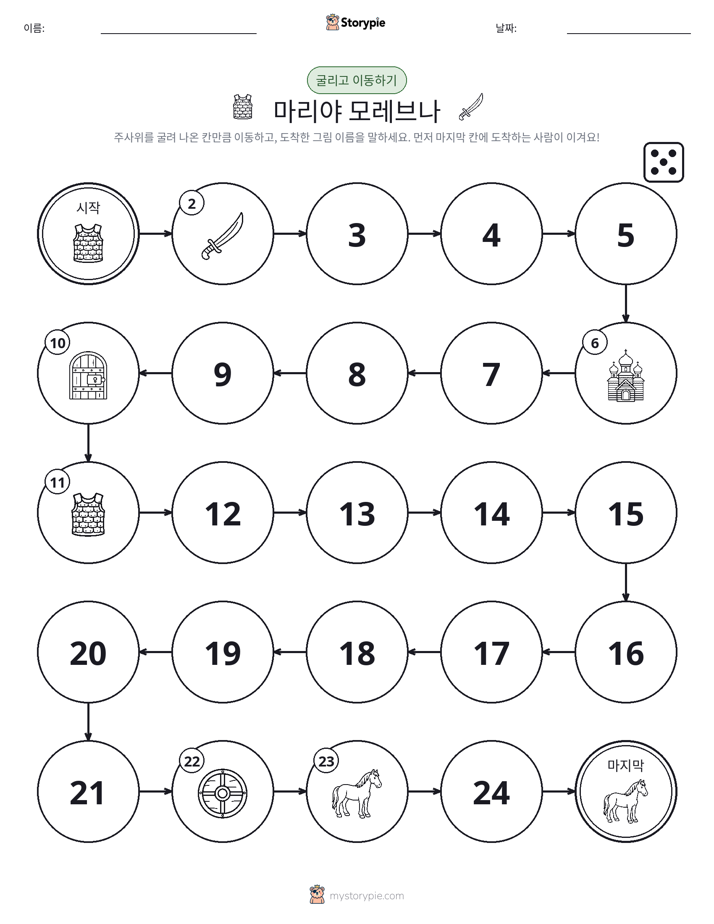 주사위 굴리고 이동하기 게임