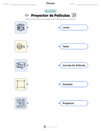 Hoja de trabajo imprimible de Proyector de cine para niños