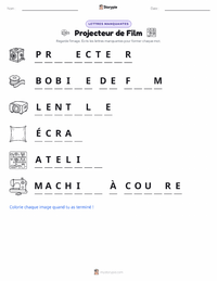 Aperçu de la feuille de travail imprimable Projecteur de cinéma
