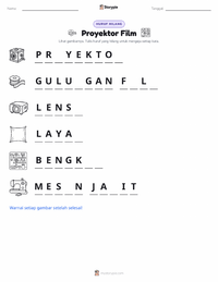 Prabaca lembar kerja cetak Proyektor Film