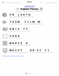 Podgląd drukowalnego arkusza ćwiczeń Projektor filmowy
