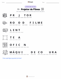 Prévia da folha de atividades imprimível Projetor de Cinema