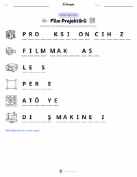 Sinema Projektörü yazdırılabilir çalışma sayfası önizlemesi
